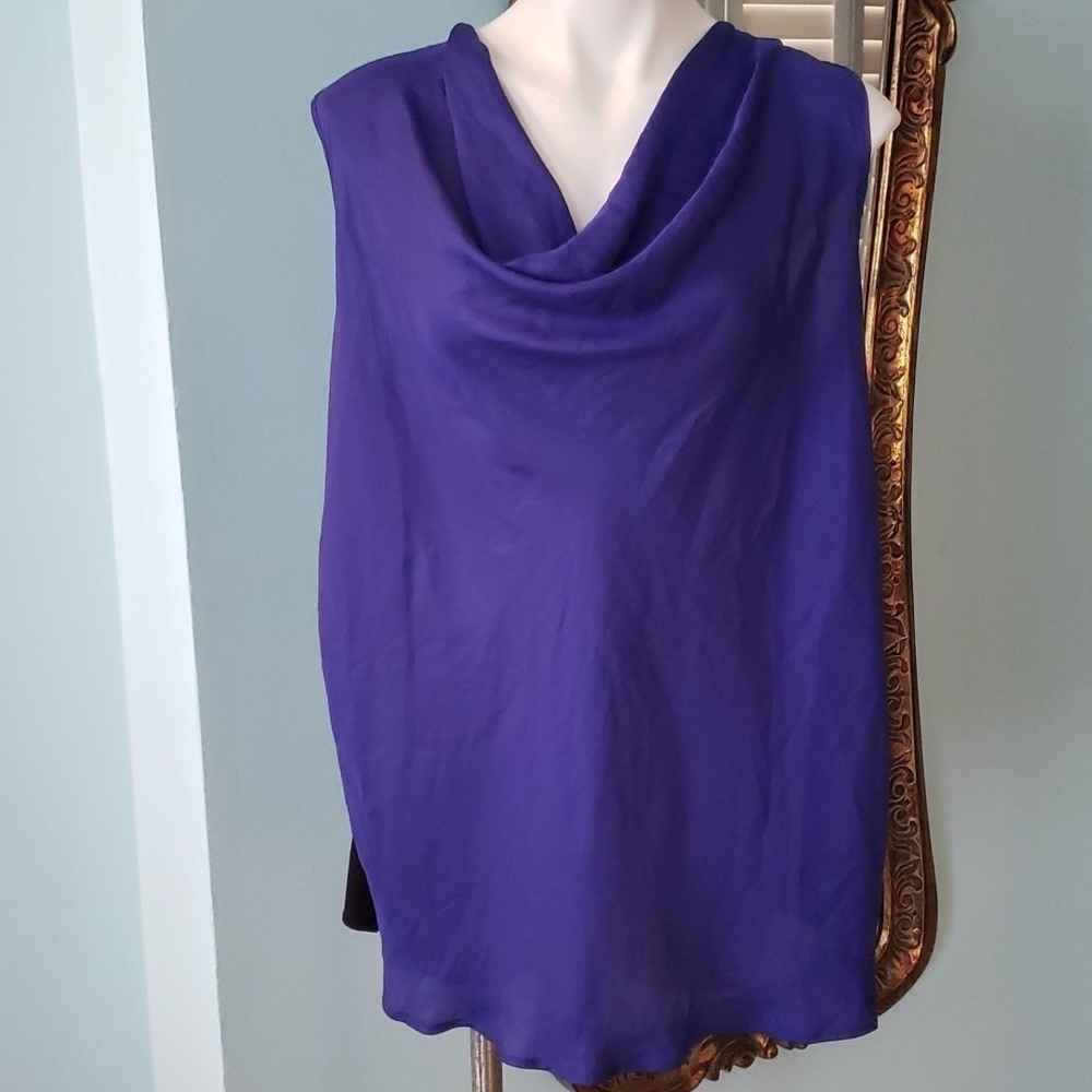 Lane Bryant  BLUE BLACK COWL NECK SLEEVELESS TOP NWT